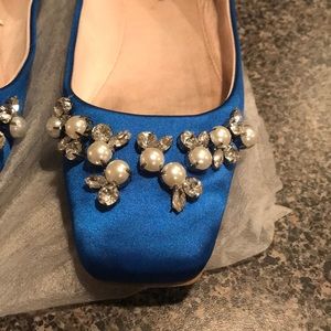Bejeweled Satin Blue Flats from Zara